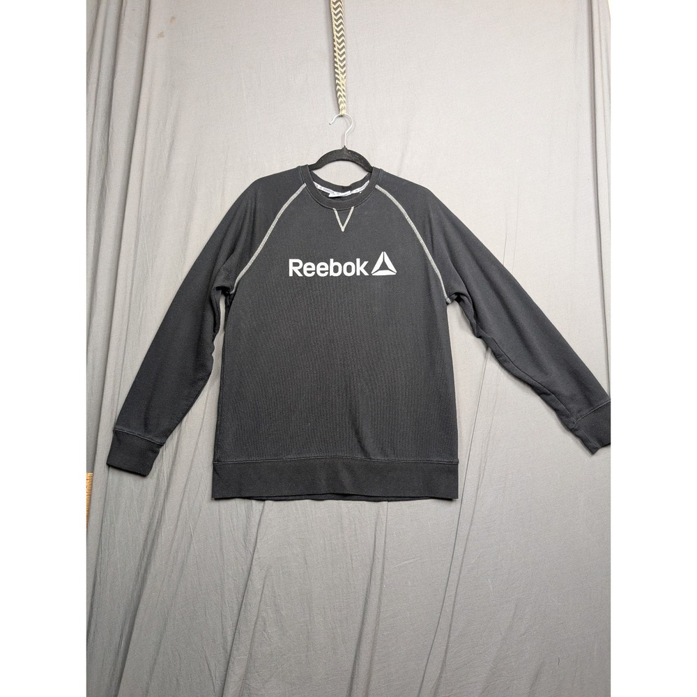 Men's Reebok Logo Long Sleeve Sweatshirt Black‎ Size Medium